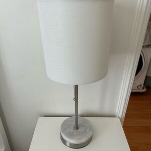 White & Silver Marble Lamp with USB Port
